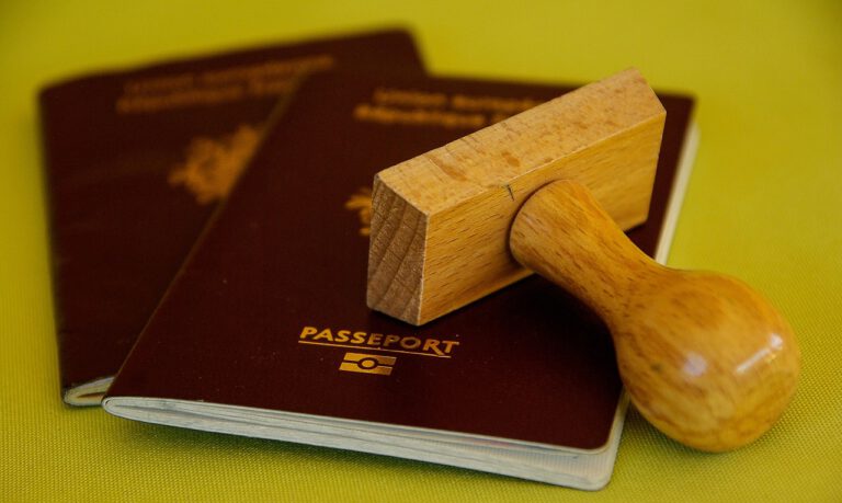 Ein Reisepass und ein Stempel